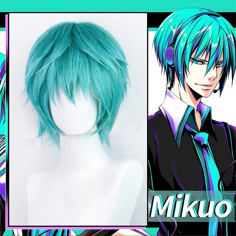 Anime Cosplay Blue Hair - Perruque de cosplay Mikuo, perruque courte